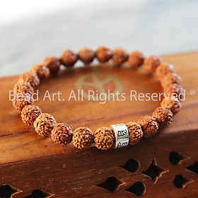 Vòng Tay Hạt Bồ Đề Kim Cang, Rudraksha Từ Tibet Và Charm Lục Tự Chú Om Mani Pad Me Hum Bạc 925, Mệnh Mộc, Hoả, Chuỗi Hạt, Vòng Tay Phong Thuỷ - Bead Art