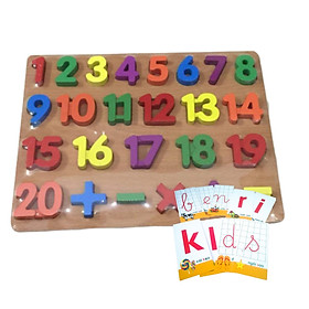 Đồ Chơi Bảng Gỗ Số Học Và Các Phép Tính Từ 1 Đến 20 Cho Bé Học Toán Tặng Kèm Bộ Thẻ Học Chữ Và Số