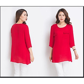 TK144-SƠ MI NỮ PHỐI TÚI FORM DÀI S-6XL