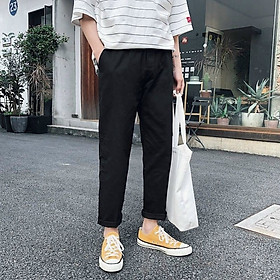 Quần DÀI ỐNG CÔN KAKI 2 Màu Ulzzang Unisex Nam nữ Lưng Thun baggy thiết kế phối trẻ trung mới 2023 mềm mịn mát