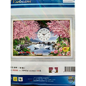 Mua Tranh thêu chữ thập đồng hồ cây tình yêu uyên ương X8200 70 x 47 cm chưa thêu