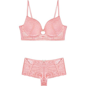 Đồ Lót Nguyên Bộ Pink Lace Keyhole Bra Set Viviane AN1217_19 - Hồng