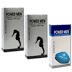 Bao Cao Su Power Men Cá Ngựa Xám 2 Hộp và Bao Cao Su Power Men Viagra Siêu Mỏng (Hộp 12 Chiếc)