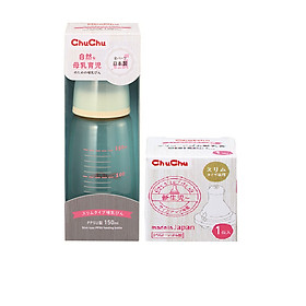 Combo Bình Sữa PPSU Cổ Thường 150ml + 1 Núm Vú Silicon (chống đầy hơi, sặc sữa) Chuchubaby