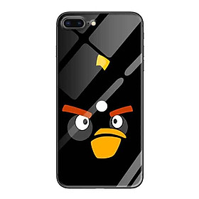 Ốp lưng kính cường lực cho iPhone 7 Plus /8 Plus Nền Chim Angry Đen - Hàng Chính Hãng