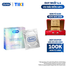 Bao cao su Durex Invisible Extra Thin Extra Sensitive 1 Hộp 3 Bao