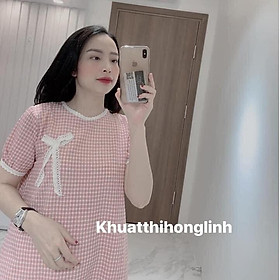 Váy kẻ thô viền ren màu đỏ