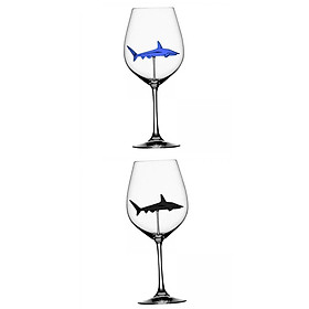 Set of 2 300ml Transparent Shark Wine Glasses for Christmas Birthday