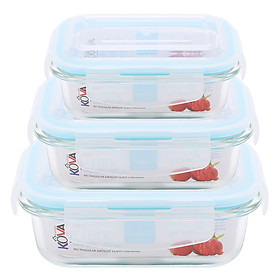 Mua Bộ 3 Hộp Thủy Tinh Vuông KOVA (1050 + 640 + 370 ml)