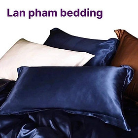 Drap Giường Ga Giường Lẻ Phi Lụa Lan Pham Bedding Mát Mịn - Xanh Đen