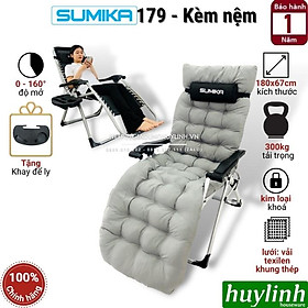 Mua Ghế xếp gấp thư giãn Sumika 179 - Tặng khay để ly - Tải trọng 300kg - Khoá kim loại cao cấp - Hàng chính hãng