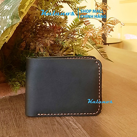 Ví nam nhỏ gọn handmade màu đen đựng tiền da bò cao cấp Kalanos KBN820-Den1