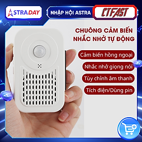 Chuông báo khách cảm biến hồng ngoại không dây CTFAST-DB06 : Tùy chỉnh âm thanh nhắc nhở đóng cửa, tắt điện, đeo khẩu trang, rửa tay sát khuẩn... bằng giọng nói phù hợp với cửa hàng, cơ quan, trường học