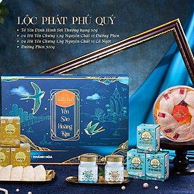Yến Sào Hoàng Kim - Hộp Quà Lộc Phát Phú Quý (50g Tổ Yến Thượng Hạng & 4 Hũ Yến Mix 2 Vị) - Quà Tết Doanh Nghiệp, Biếu Tặng Đối Tác