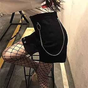 Váy denim lưng cao xỏ khoen ulzzang