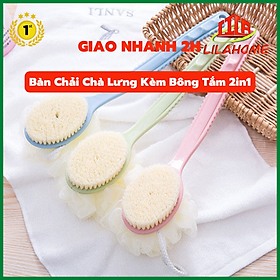 Hình ảnh Bàn Chải Chà Lưng Kèm Bông Tắm 2in1- Cọ Chà Lưng Masage Tẩy Tế Bào Chết Cao Cấp - Hàng Chính Hãng (Giao Màu Ngẫu Nhiên)