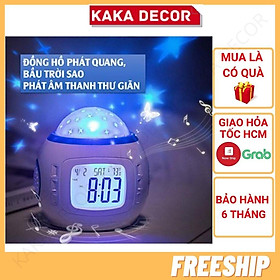 Đồng hồ báo thức để bàn mini đẹp điện tử có led có phát nhạc và chiếu ánh sáng hình ngôi sao kiêm đèn ngủ cao cấp