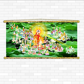 Mua  Tranh Phật Giáo   Tây Phương Tiếp Dẫn - Chất liệu Vải canvas nẹp sáo gỗ - Có sẵn phụ kiện treo tranh TD7011