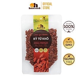 Kỷ Tử Khô (Câu Kỷ Tử) Smilenuts túi 145g/225g _ Kỷ tử khô CAO CẤP quà tết 2023 _ Quý Mão thượng hạng , ngon ngọt quả lớn, đặc biệt có thể ăn trực tiếp, chứa nhiều chất chống oxy hóa, đẹp da, giàu Sắt và Vitamin C