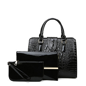 Crocodile pattern picture-mother bag, fashionable large-capacity women's bag, diagonal one-shoulder handbag three-piece set