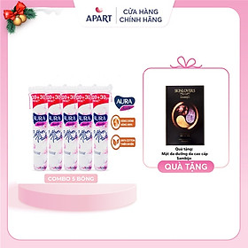 [Tặng mặt nạ] Combo 5 gói bông tẩy trang Aura Beauty Cotton Pads150 miếng (5x150)