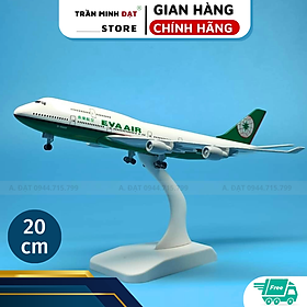 Mô hình máy bay EVA Airways B747 20cm Kèm Đế Trưng Bày + Có Bánh Xe - Trần Minh Đạt Store