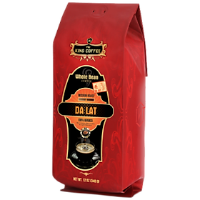 Cà Phê Hạt Rang Nguyên Chất 100% Arabica Đà Lạt KING COFFEE - Túi 340g - Mức độ rang vừa cho hương thơm nồng, chua vừa