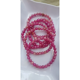  Vòng tay đá Rubby Hồng tự nhiên tươi đẹp Vòng size 6mm màu hồng Vòng Hợp Nữ mệnh hoả mệnh Thổ đeo đẹp sang xinh tay đẹp lắm ạ