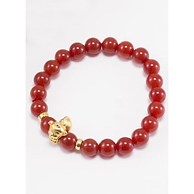 Vòng Tay Đá Mã Não Đỏ Charm Tuổi Thân Bạc Mạ Vàng 24K Ngọc Quý Gemstones