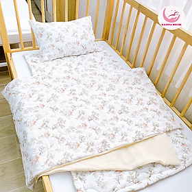 Bộ nệm gối chăn cho bé đi học Katina House, vải muslin mềm nhẹ, thoáng khí, thấm hút tốt