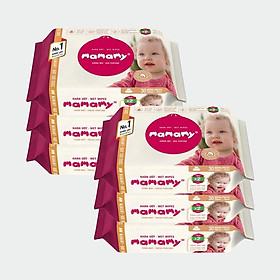 Combo 6 gói khăn ướt Mamamy 30 tờ/ gói có mùi kháng khuẩn, an toàn cho bé