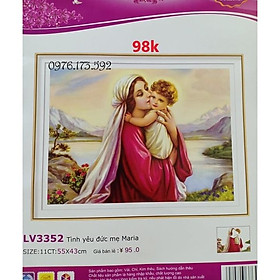 Tranh thêu chữ thập tình yêu đức mẹ maria LV3352-55x43cm