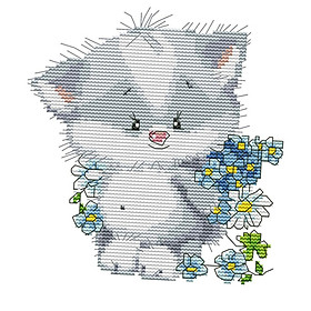 1 Set Of Pre-printed Picture, Cross-stitch Kit, Counted Cross-stitch Kit, Handmade Embroidery Design - Cat