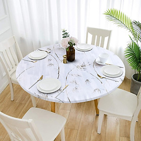 Waterproof Non-slip Round Fitted Tablecloth Table Cover Cloth 120cm Coffee - 80cm White