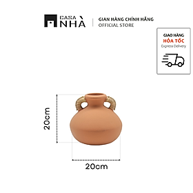 Mua Bình cắm hoa có quai quấn dây mây TEMBIKAR - Bình gốm trang trí quai mây H16cm - H20cm