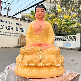 Tượng Phật Bổn Sư Thích Ca Mâu Ni bằng đá nhập khẩu cao cấp  cao 40cm – Màu vàng thạch anh
