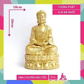 Mua Tượng Phật A Di Đà ngồi nhũ vàng nguyên khối - Cao 30cm