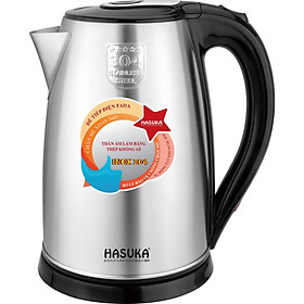 Bình Ấm đun Siêu tốc Inox304 Dung tích lớn 2.2L  Tự ngắt, Chống cạn. Hasuka HSK277 2200W - Hàng chính hãng