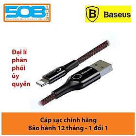 Cáp sạc 2.4A Baseus C-shaped tích hợp đèn Led tự ngắt khi pin đầy cho iPhone/iPad dài 100CM ( nhiều màu ) - Hàng chính hãng