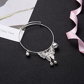 Vòng tay bạc lắc tay nữ BƯỚM GẮN LỤC LẠC xinh xắn dễ thương thanh lịch công sở dự tiệc