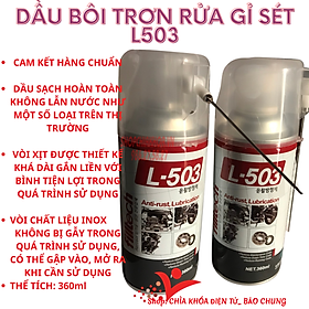 Mua Dầu L503 bôi trơn xịt gỉ sét bảo dưỡng chi tiết máy móc kim loại ổ khóa