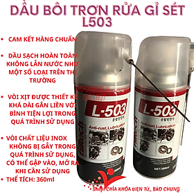 Dầu L503 bôi trơn xịt gỉ sét bảo dưỡng chi tiết máy móc kim loại ổ khóa