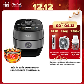 Nồi áp suất điện đa năng Tefal Smart Pro IH CY638868 - 5L - Nấu nhanh tiết kiệm thời gian - 19 thực đơn nấu ăn và 3 chế độ đặc biệt - Tối ưu hương vị và dinh dưỡng món ăn - Hàng chính hãng