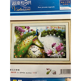 Mua tranh thêu chữ thập đồng hồ Phu thê viên mãn 65x43cm - chưa thêu