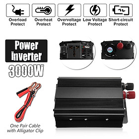 3000W Peak 12V DC To 220V Solar Power Inverter AC Modified Sine Wave Converter-Black