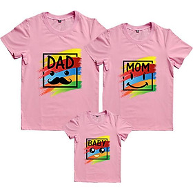 Áo Thun Cá Sấu Gia Đình Dad Mom Baby Hồng Ruốc