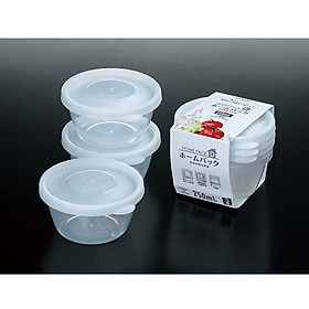 Bộ 2 set 3 hộp đựng thực phẩm nắp tròn K293-4 250ml Nội địa Nhật Bản