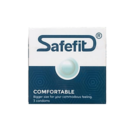 Bao cao su siêu mỏng SafeFit Comfortable size 52mm - hộp 3 cái