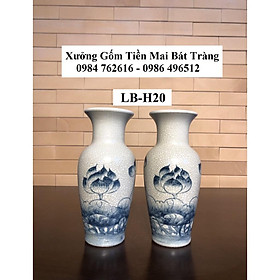 Mua LB-H20 lọ lục bình Men rạn chàm cổ vẽ tay