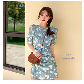 Đầm Suông Dạo Phố Hoa Xếp Ly Tà Phong Cách Cá Tính Xinh Xinh - BY1126